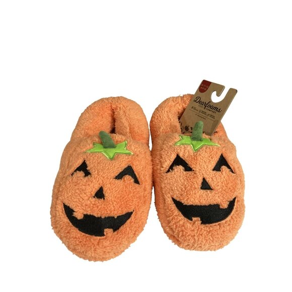 Dearfoams Pumpkin Jack-O-Lantern unisex size  W11-12  M9-10  Slippers  NWT - Picture 3 of 9